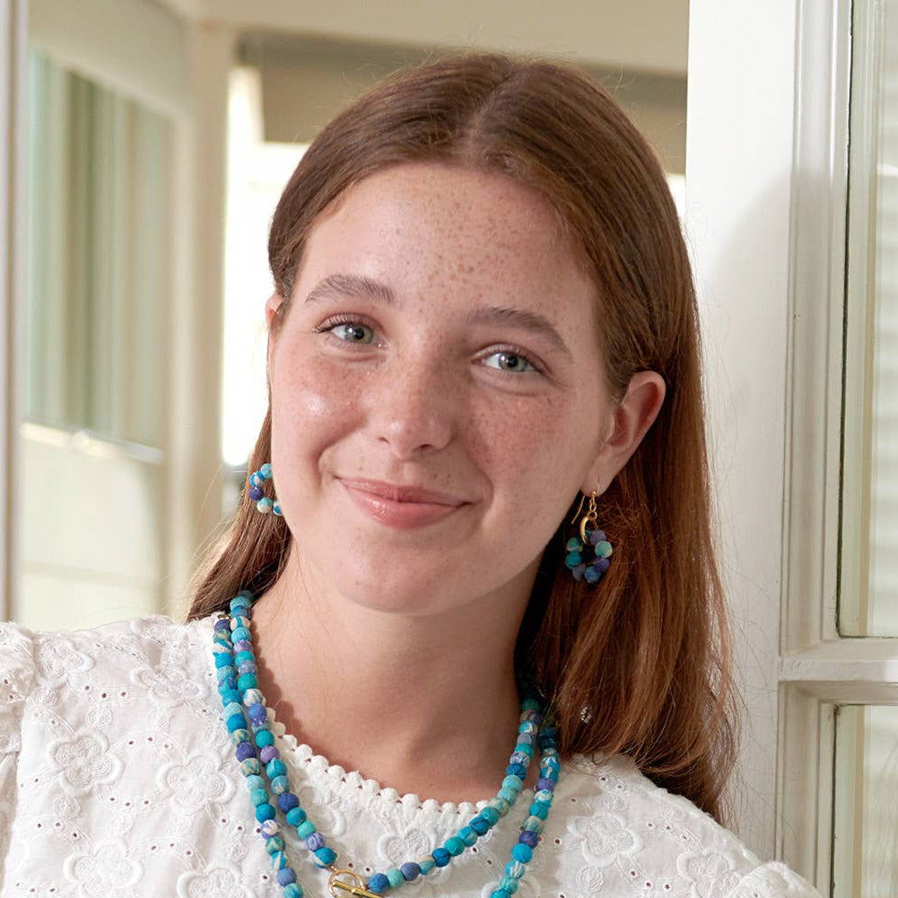 Kantha Azure Orbital Earrings
