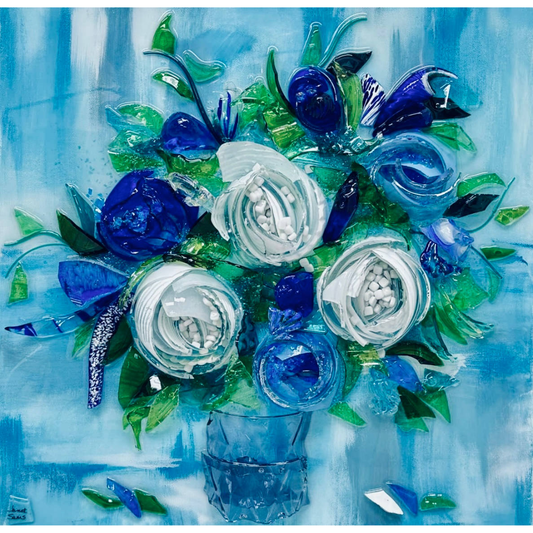 Shattered Glass Art-Flower Arrangement