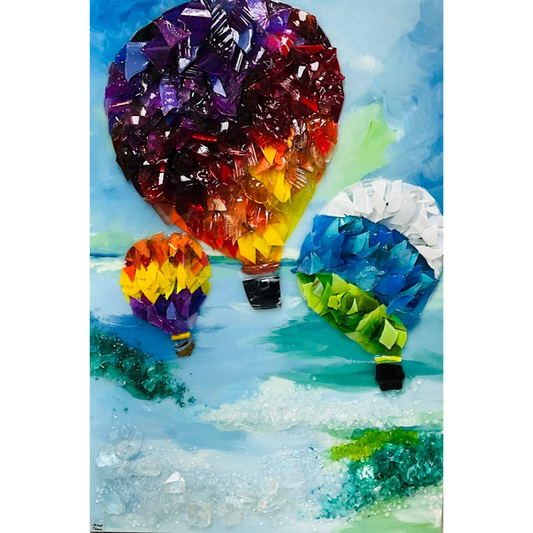 Shattered Glass Art-Hot Air Balloons