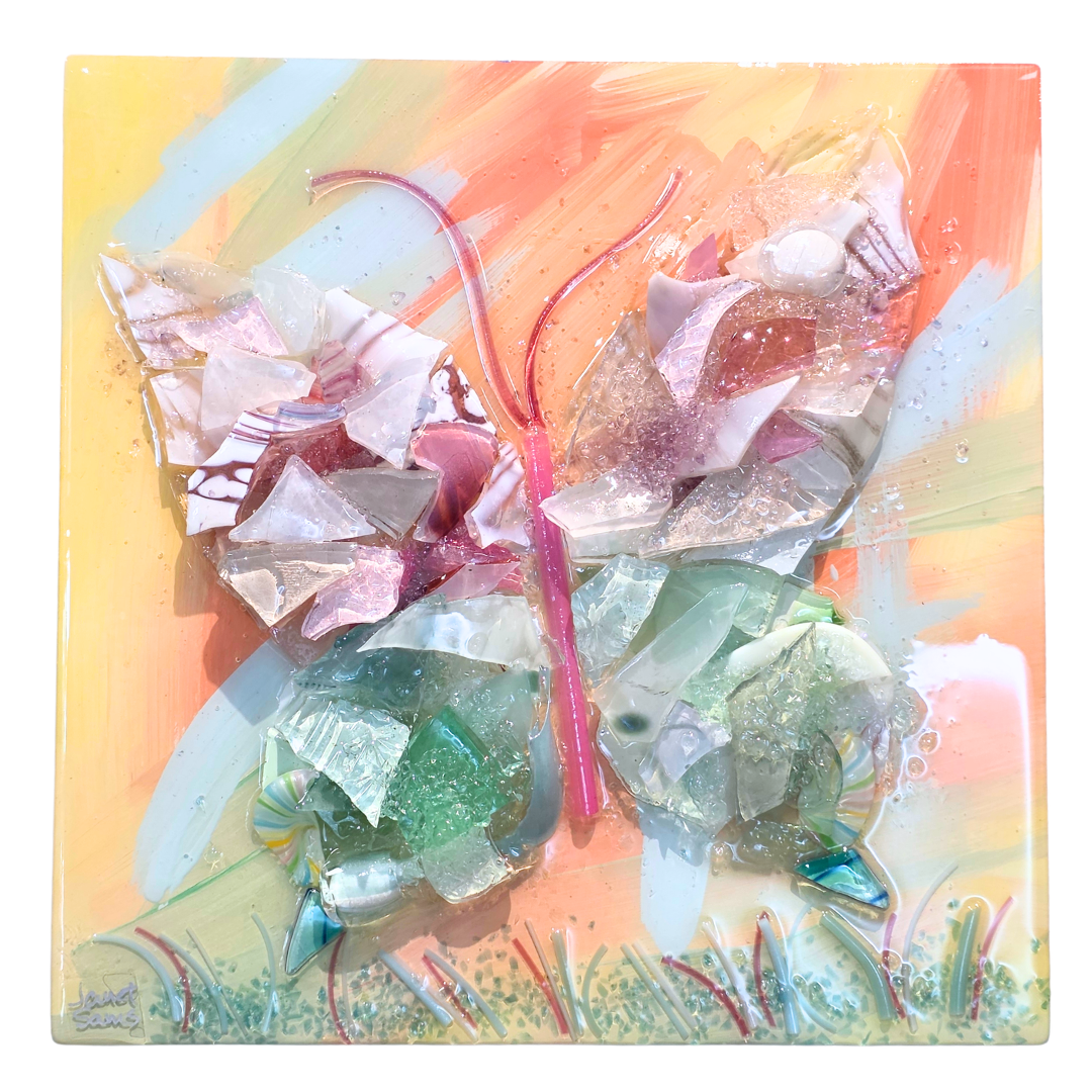 Shattered Glass Art-Butterfly 10"