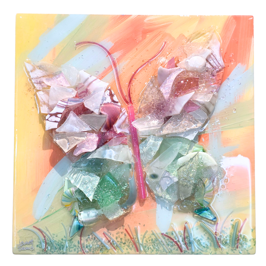 Shattered Glass Art-Butterfly 10"