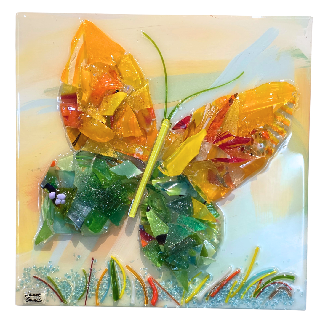 Shattered Glass Art-Butterfly 10"