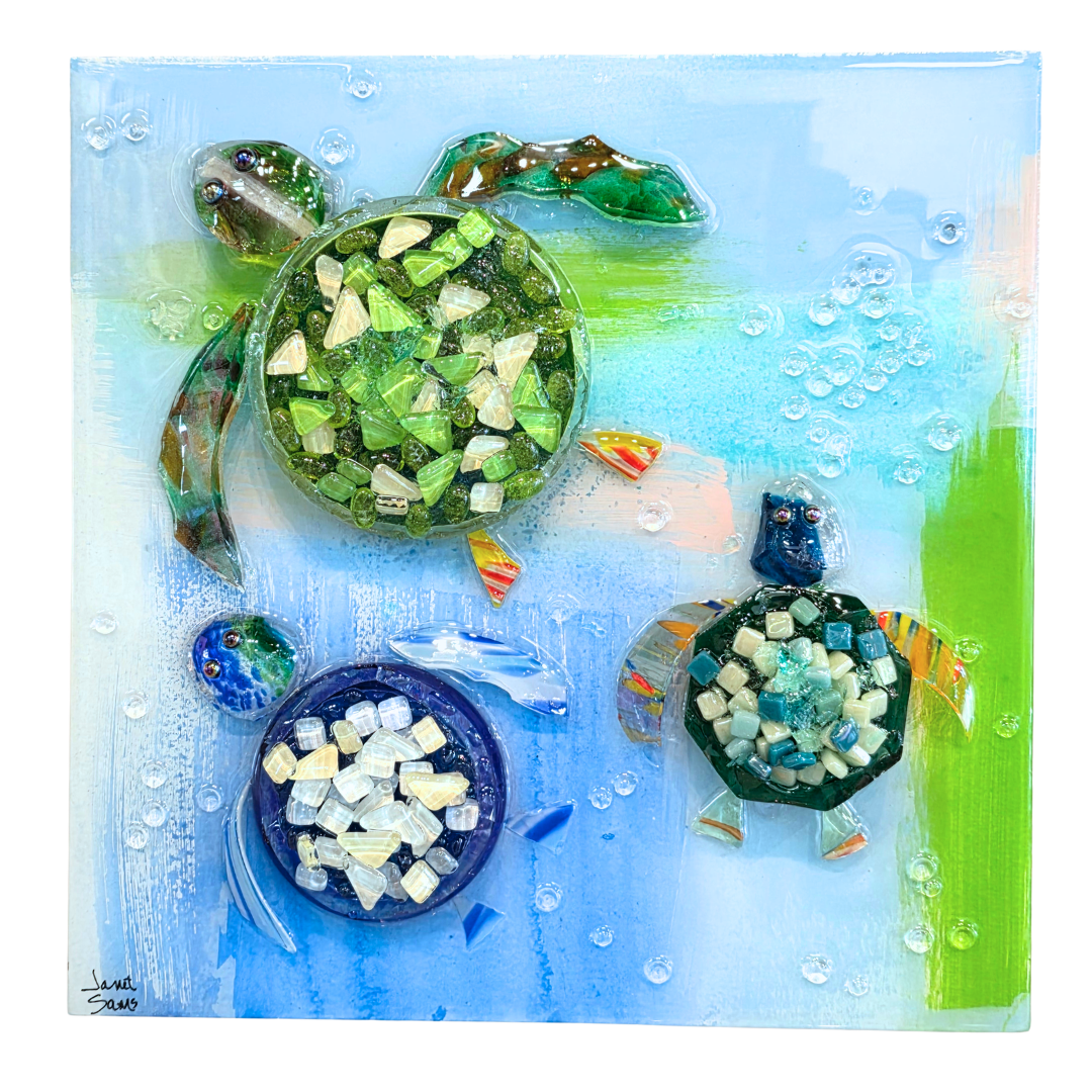Shattered Glass Art-Turtles 12"