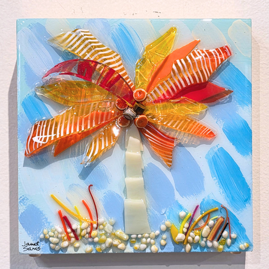 Shattered Glass Art 8"-Palm Tree