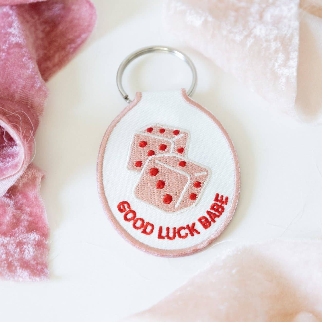 Good Luck Babe-Dice Embroidered Keychain