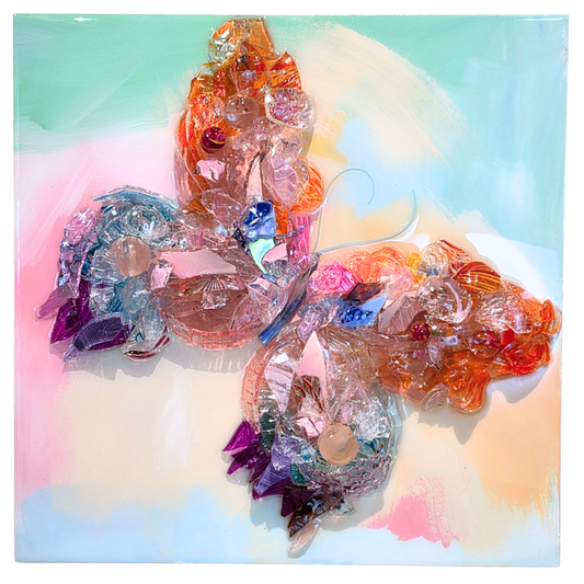 Shattered Glass Art-Butterfly 16"
