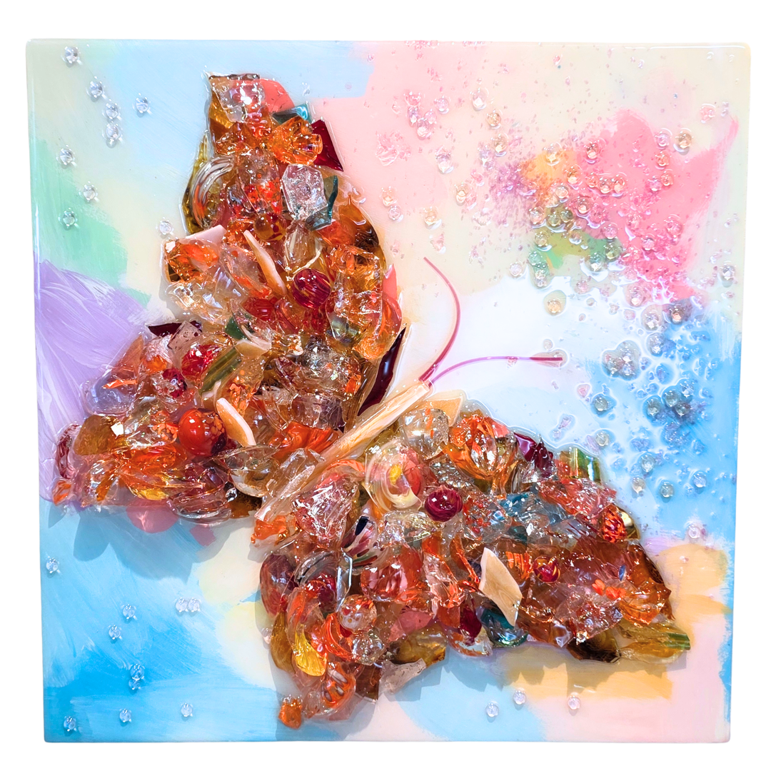 Shattered Glass Art-Butterfly 16"
