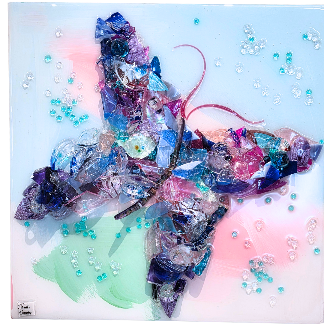 Shattered Glass Art-Butterfly 16"