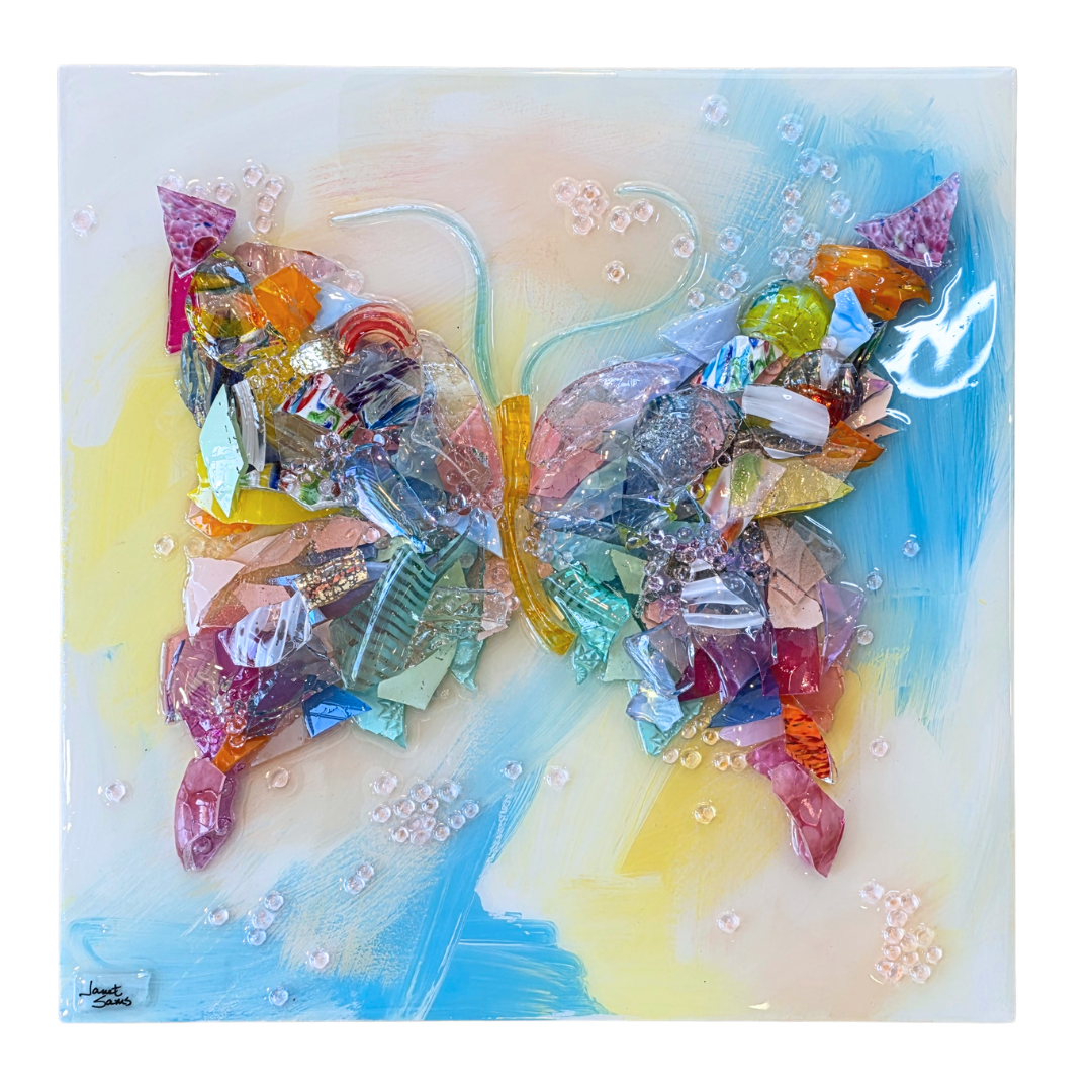 Shattered Glass Art-Butterfly 16"