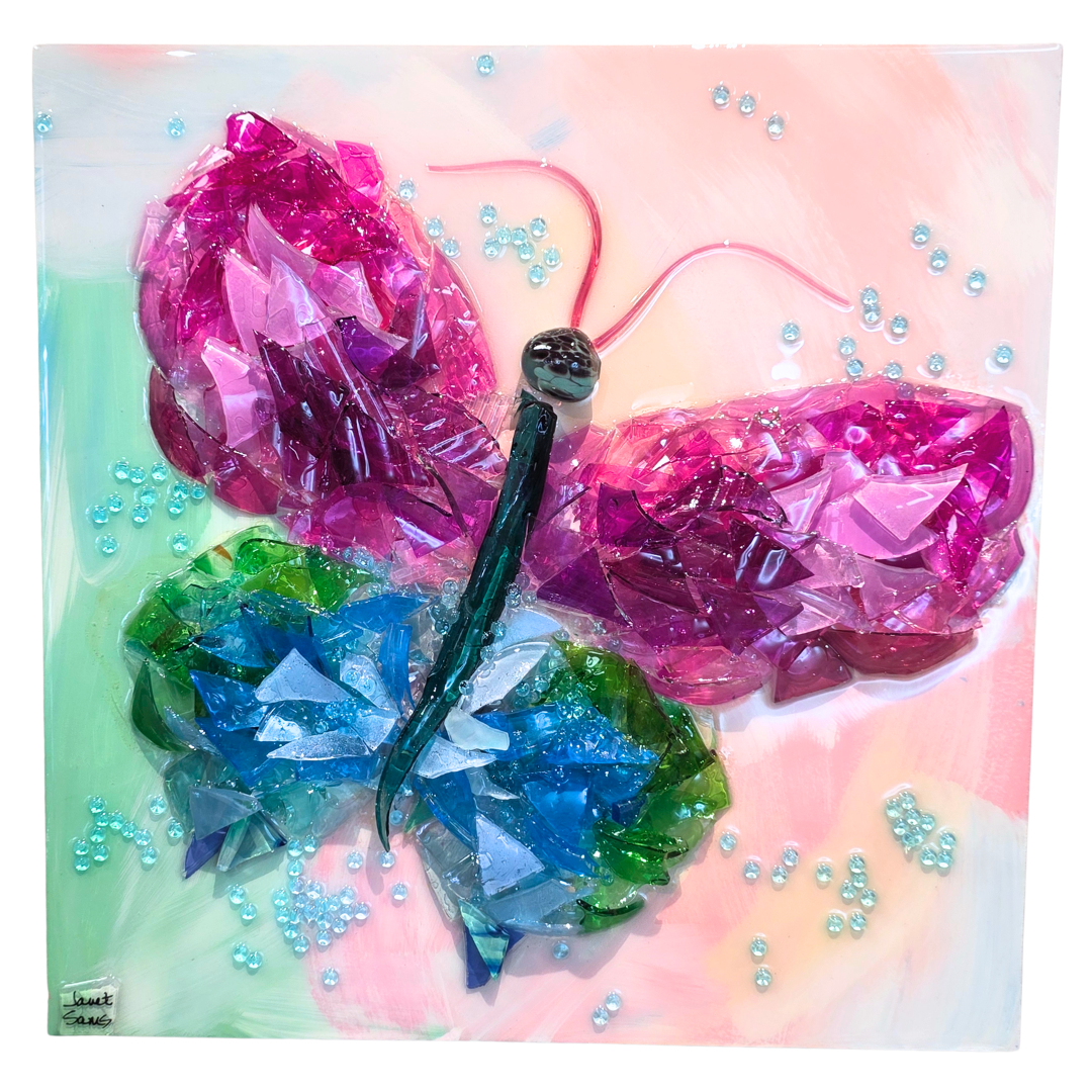 Shattered Glass Art-Butterfly 16"
