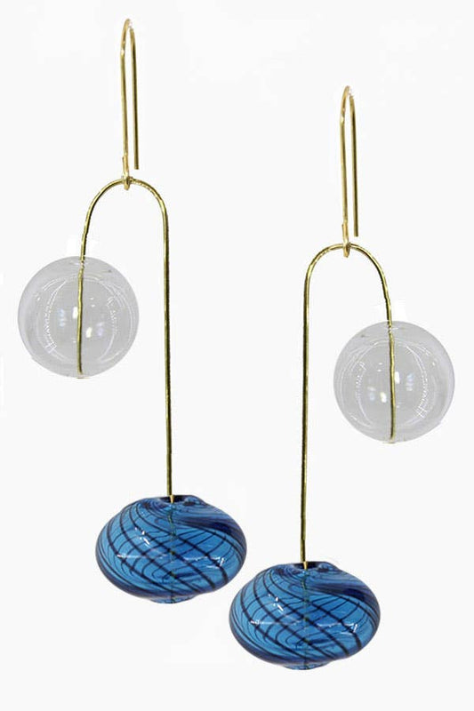 Glass Balance Earrings-Blue