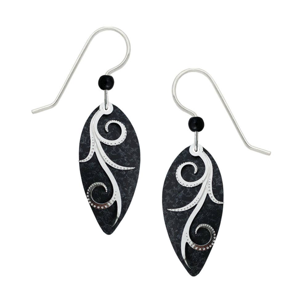 Black & Silver Tendrils Earrings