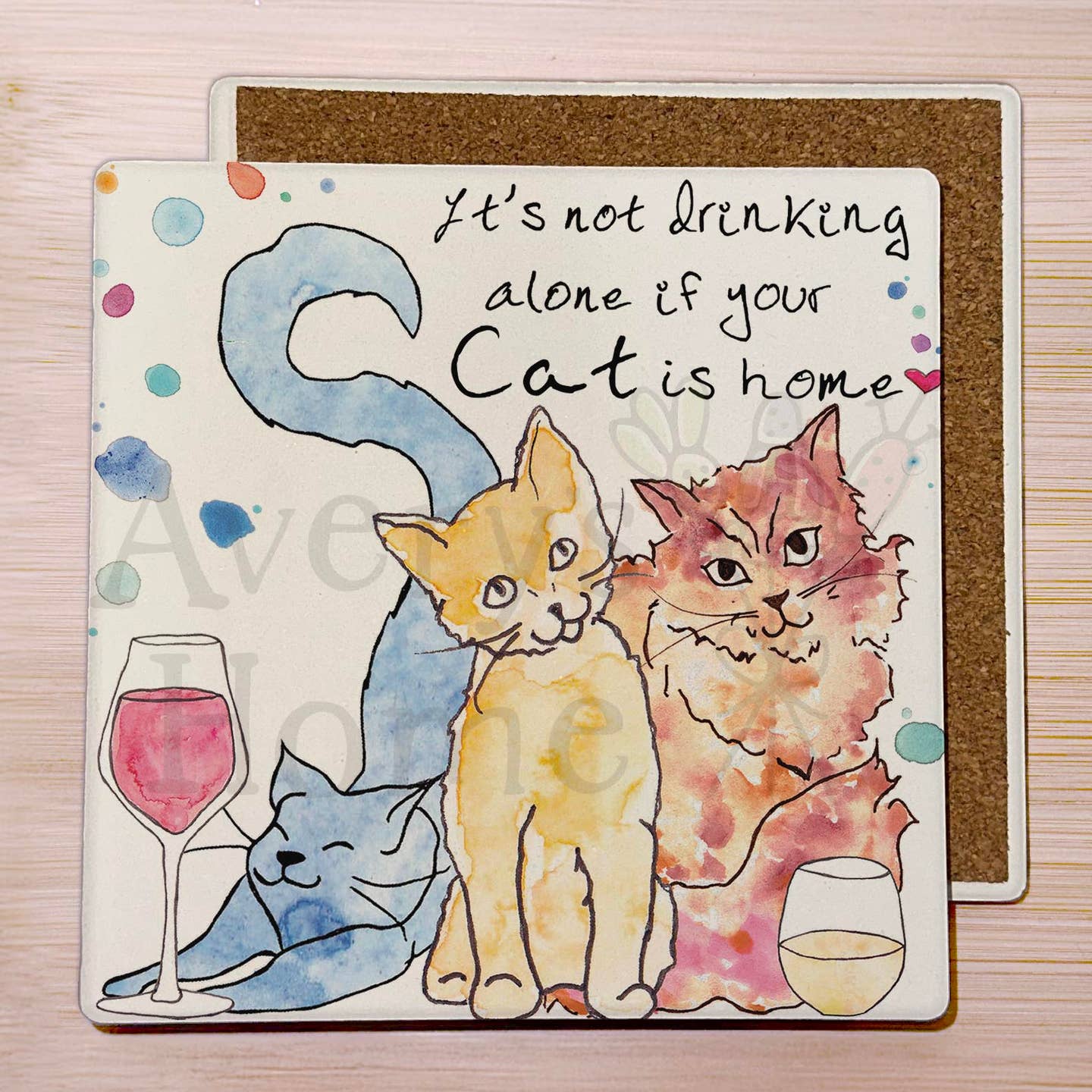 Coaster-Cats with Wine