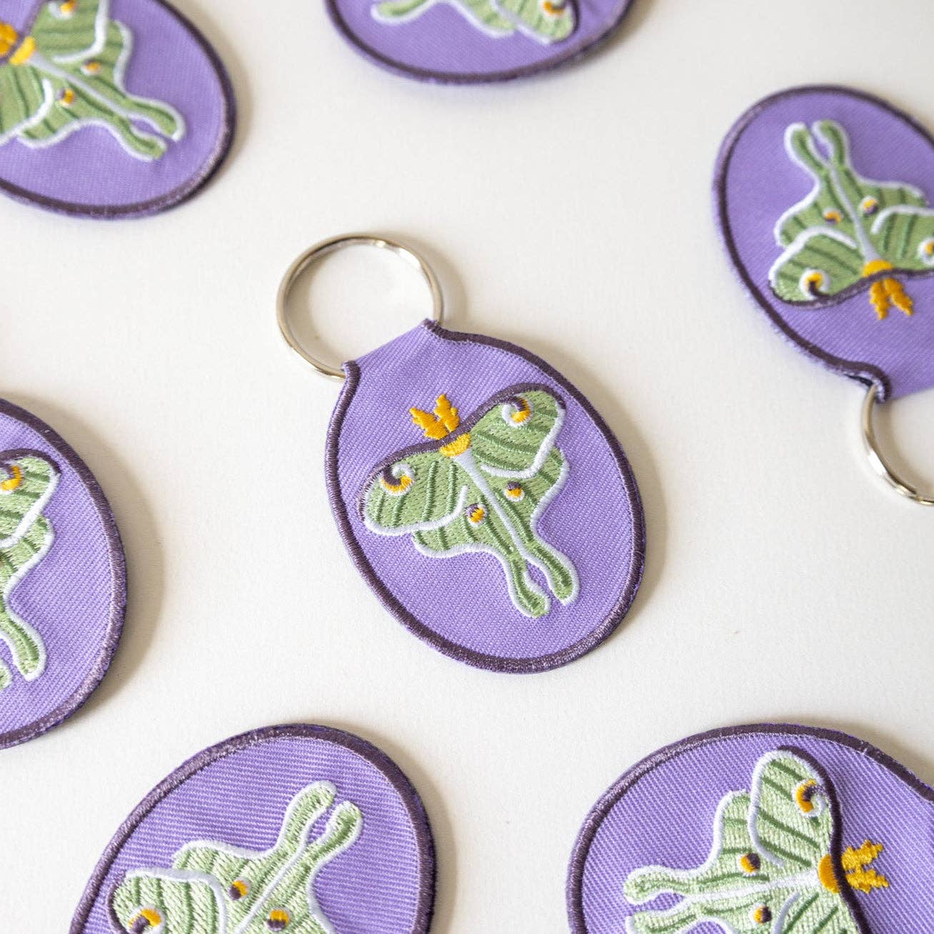 Luna Moth Embroidered Keychain