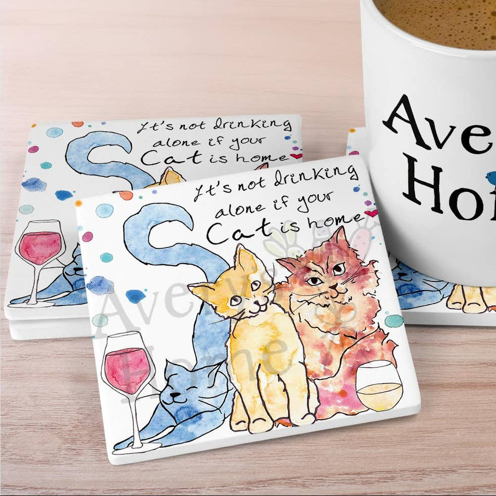 Coaster-Cats with Wine