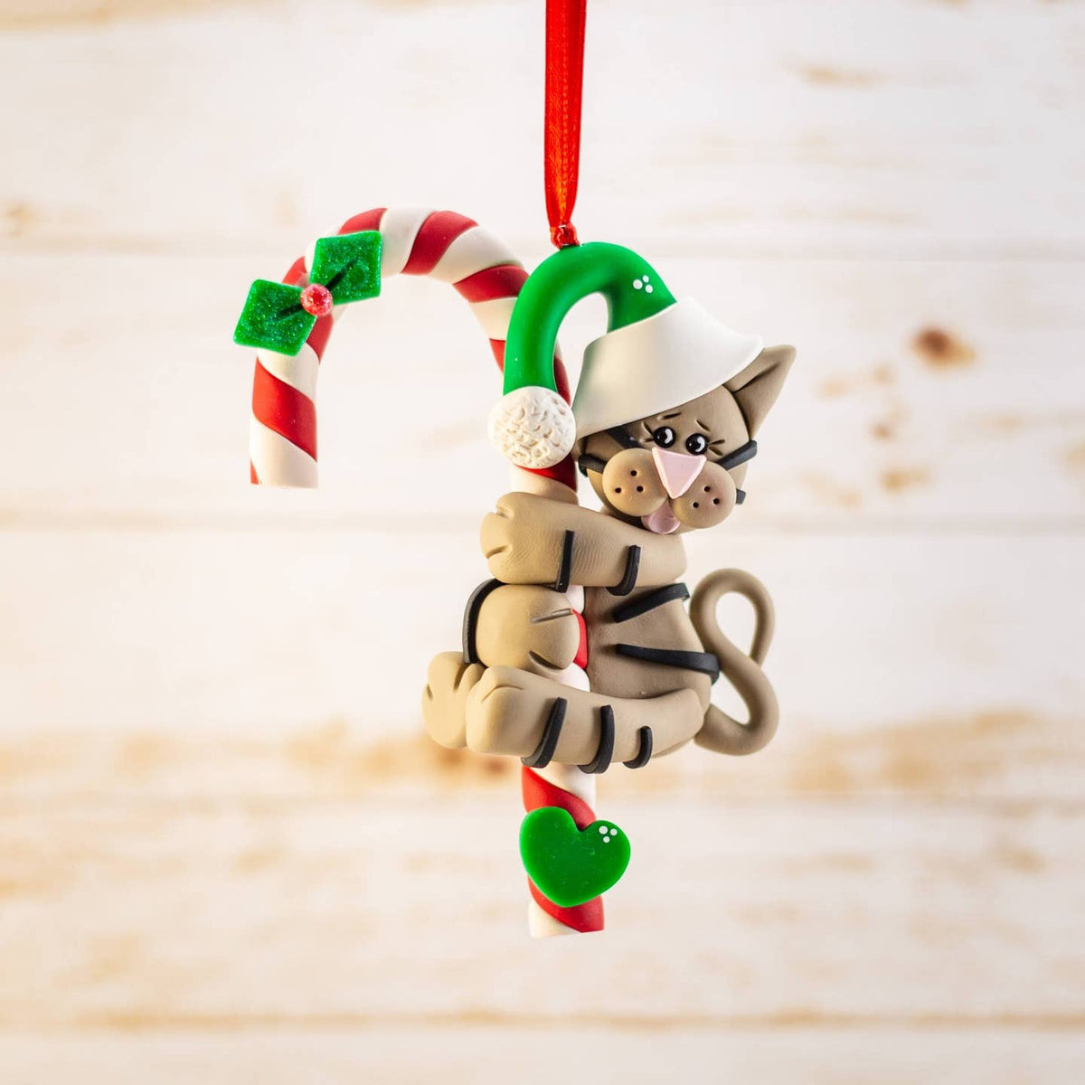Candy Cane Cat Ornament
