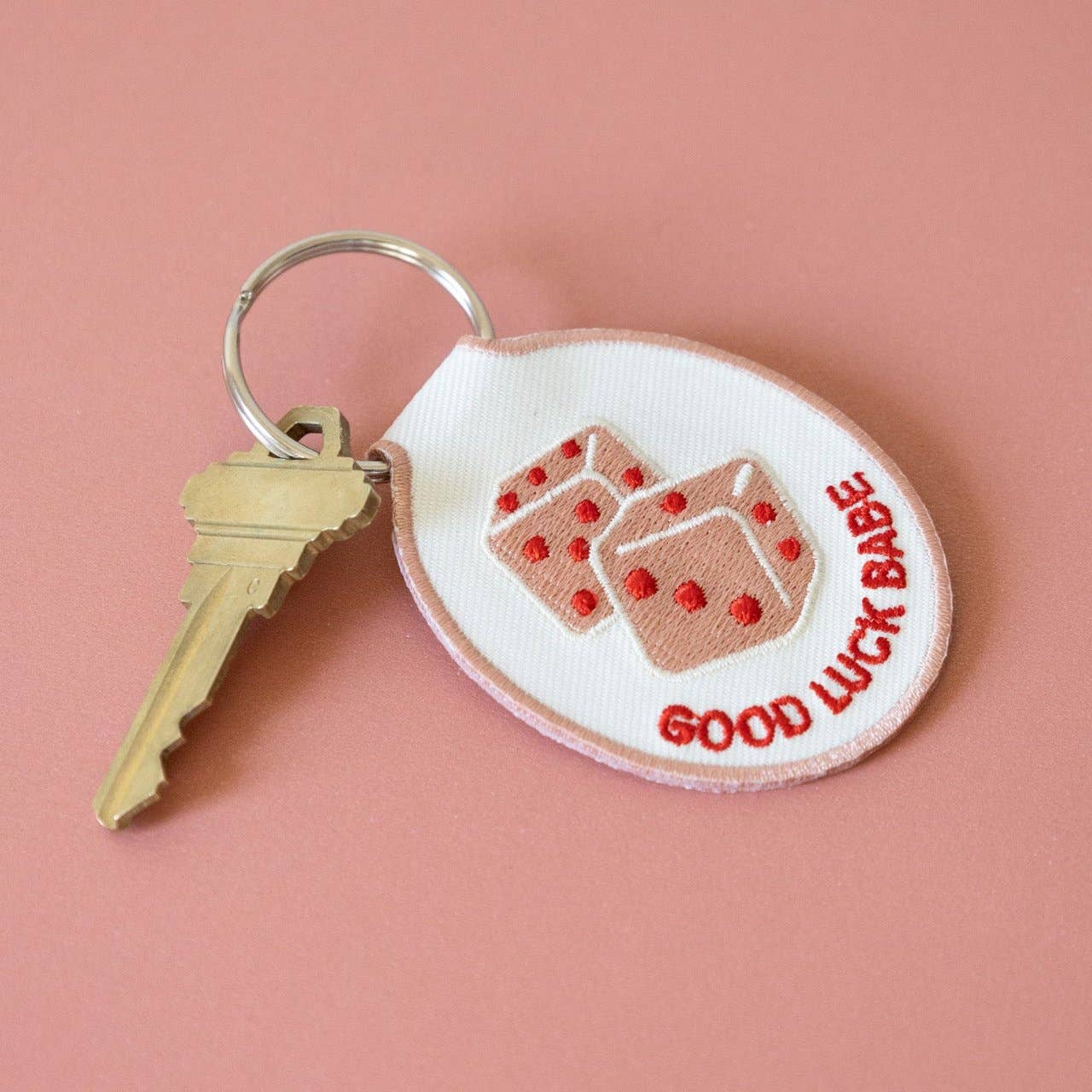 Good Luck Babe-Dice Embroidered Keychain