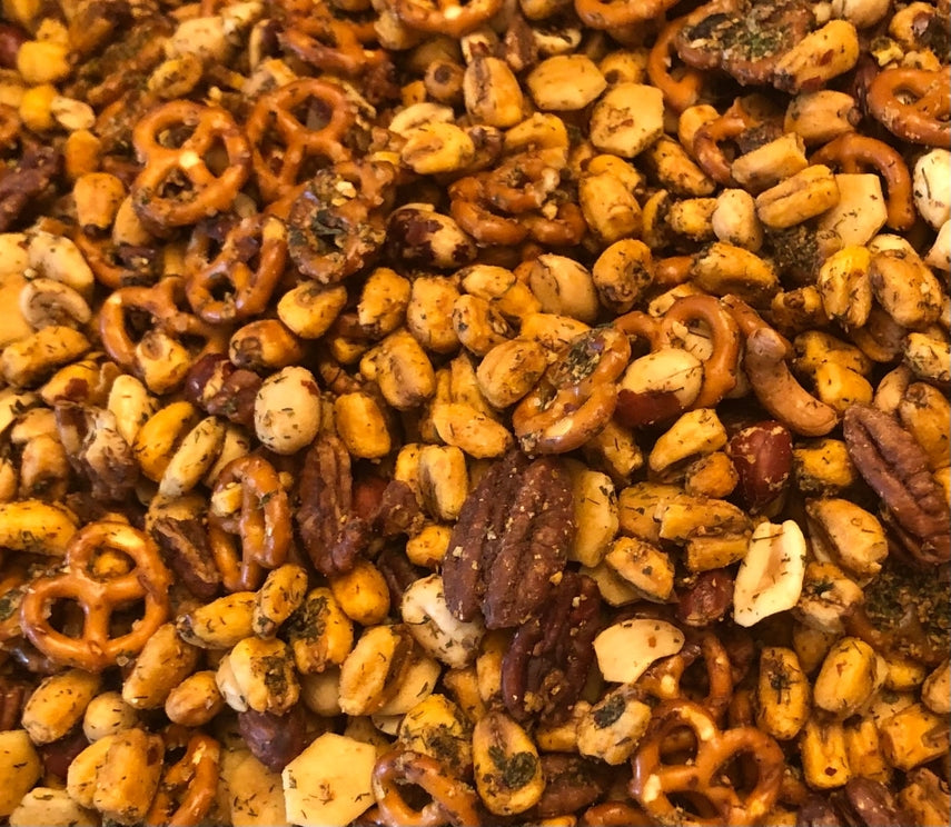 Garlic Dill Nutty Snack Mix