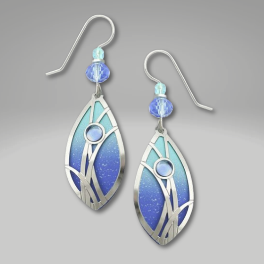 Blue with Silver Overlay Earrings