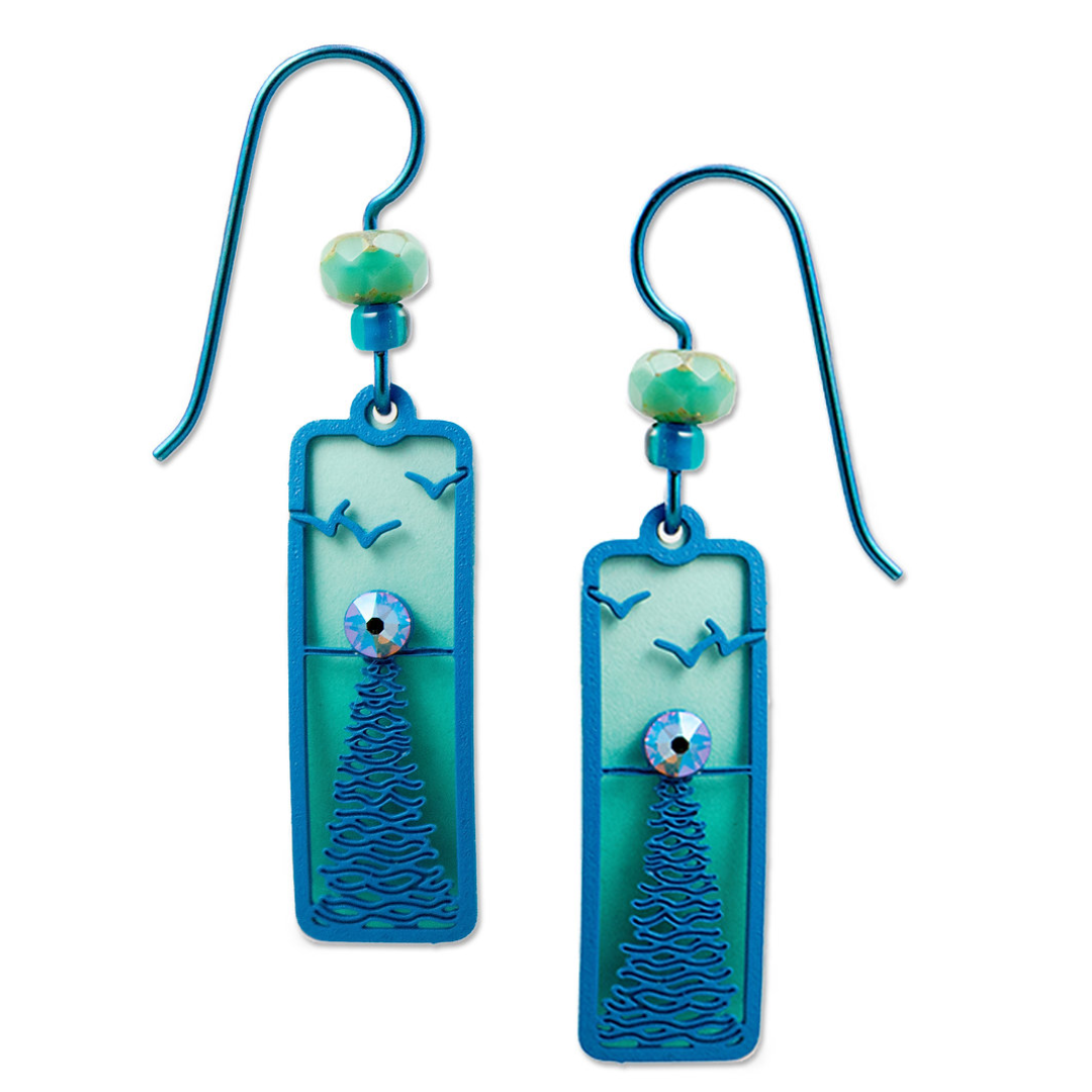 Ocean Sunset Earrings-Aqua Blue