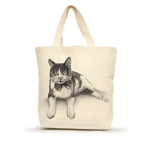 Medium Tote Bag-Tuxedo Cat