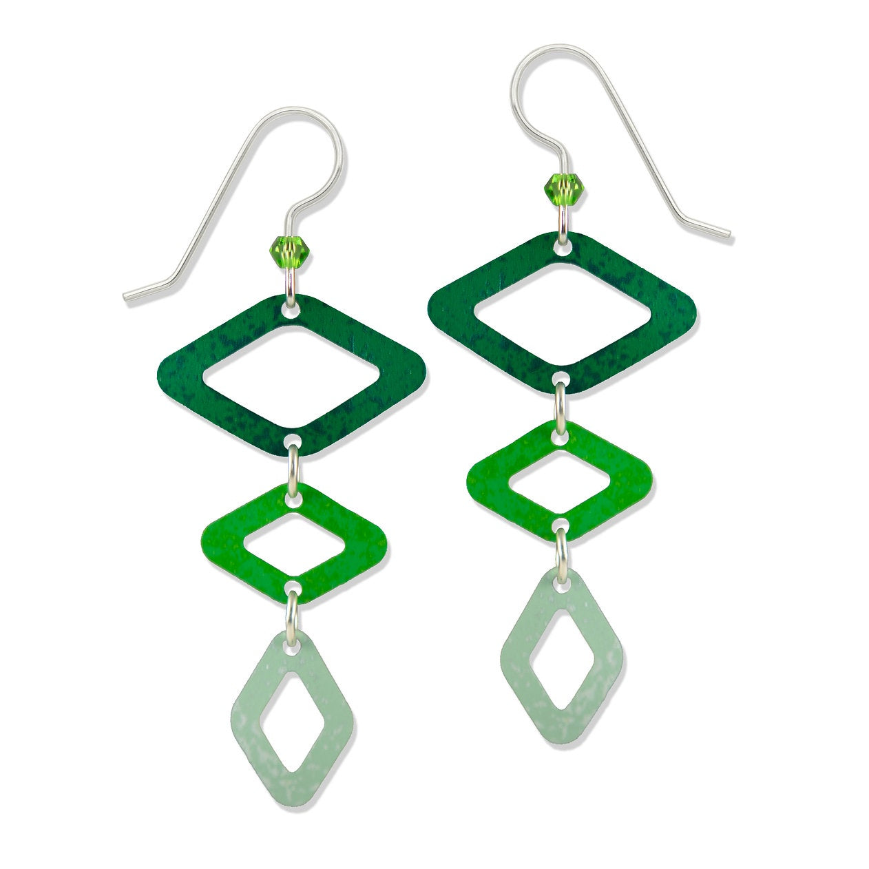 Green Triple Kite Earrings