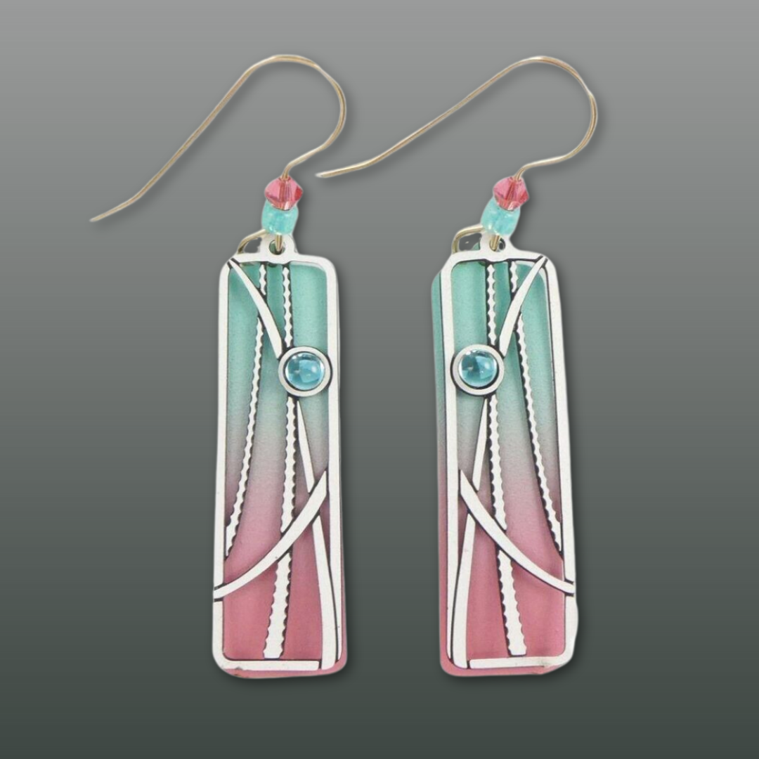 Blue & Pink Column Earrings