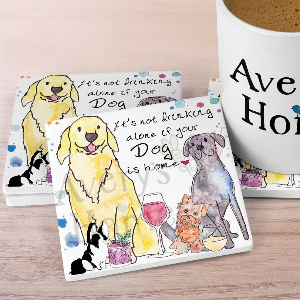 Coaster-Dogs with Wine