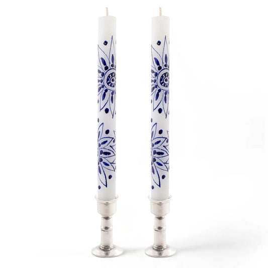 Taper Candles-Henna Blue on White