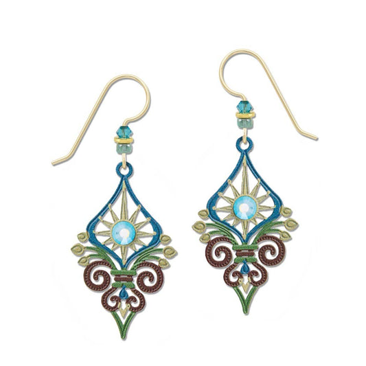 Deco Earrings-Teal & Brown