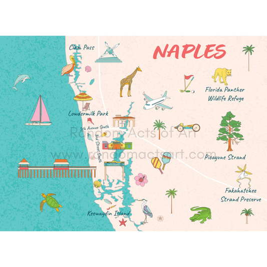 Naples Map 8x10 Print