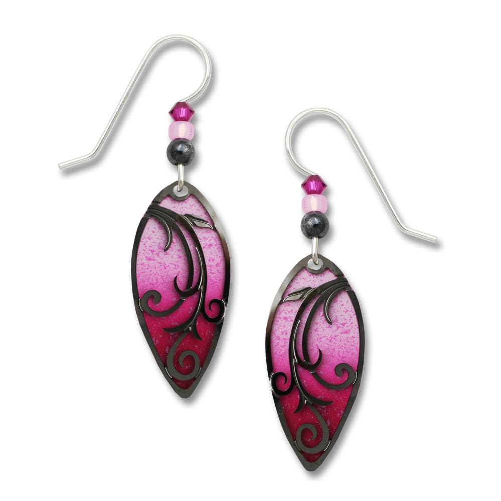 Magenta & Hematite  Earrings