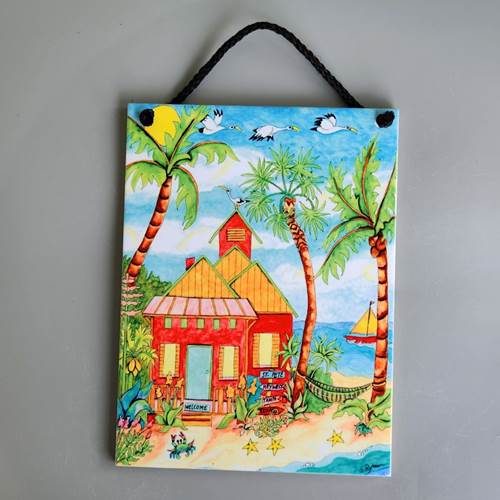 Beach Cottage Welcome Tile