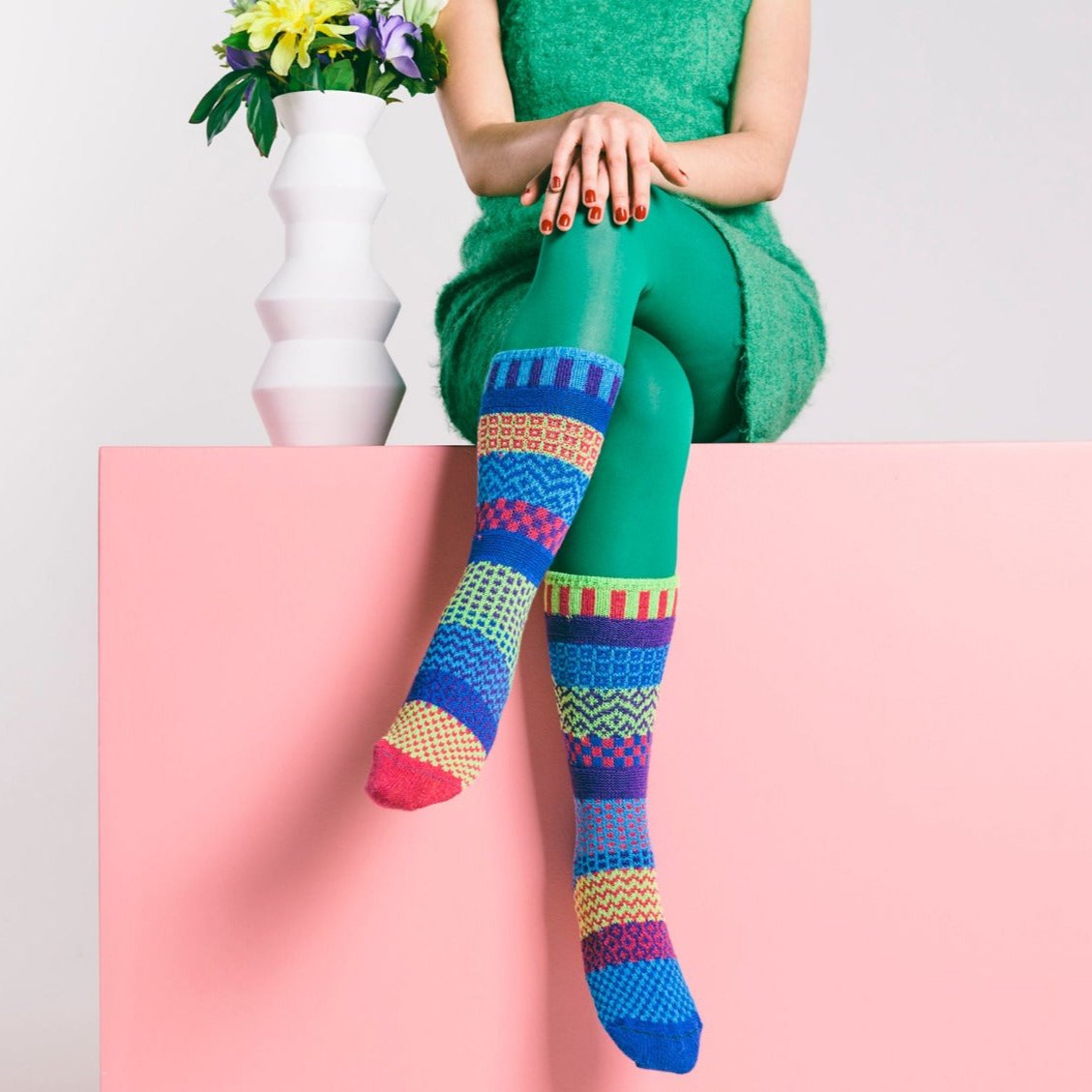 Mismatched Crew Socks-Bluebell