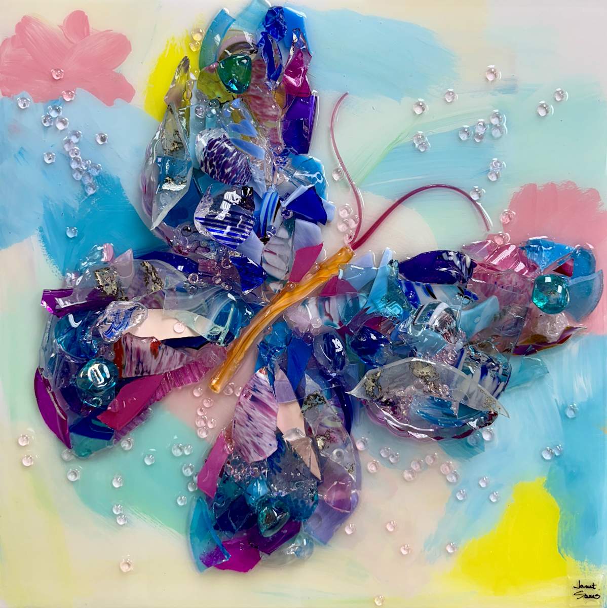 Shattered Glass Art-Butterfly 16"