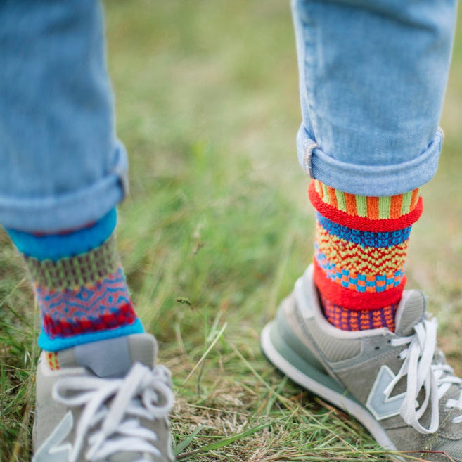 Mismatched Crew Socks-Cosmos