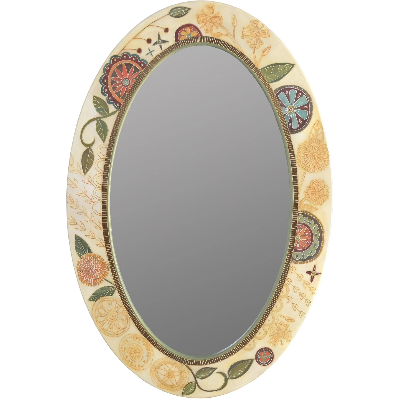 Oval Mirror-Contemporary Floral