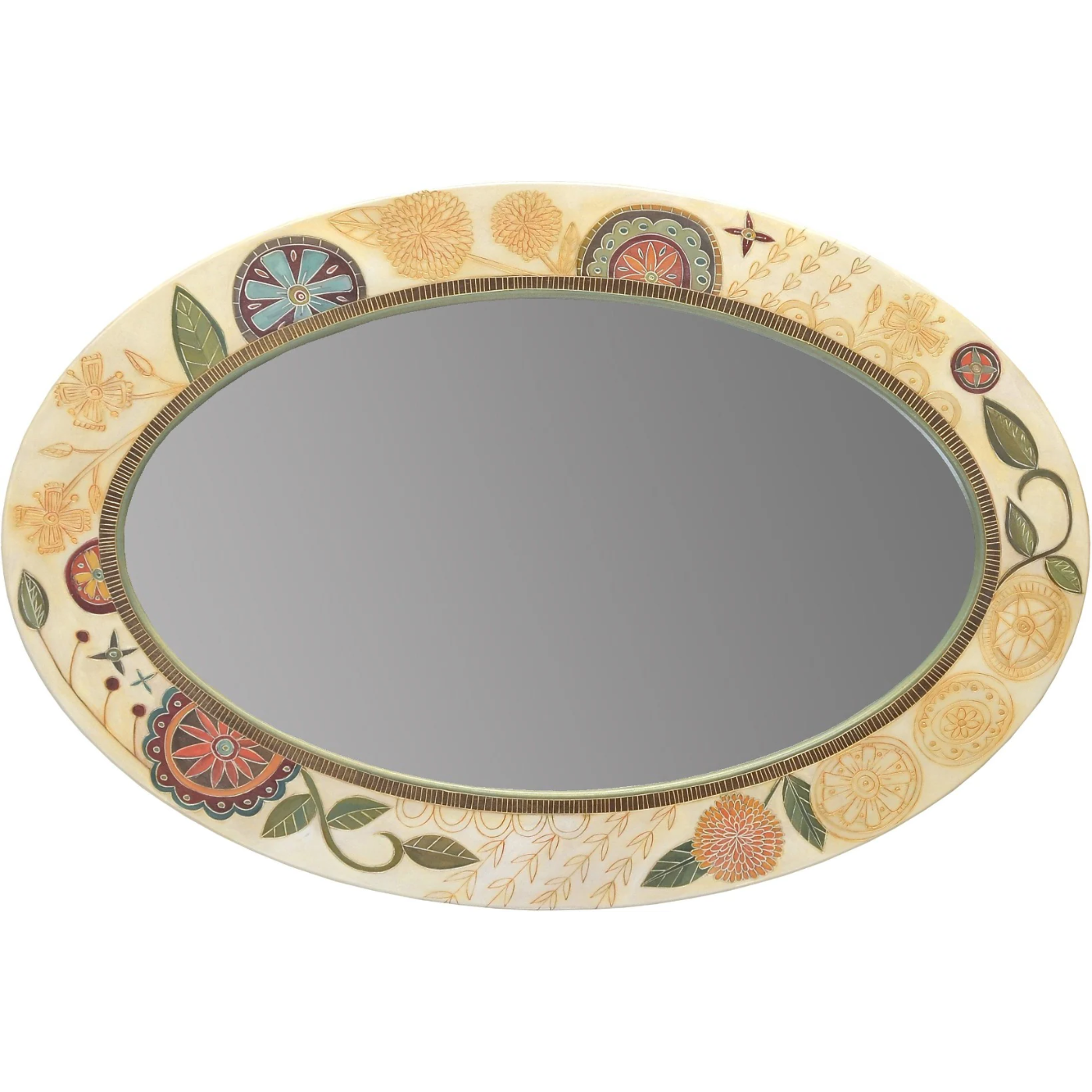 Oval Mirror-Contemporary Floral