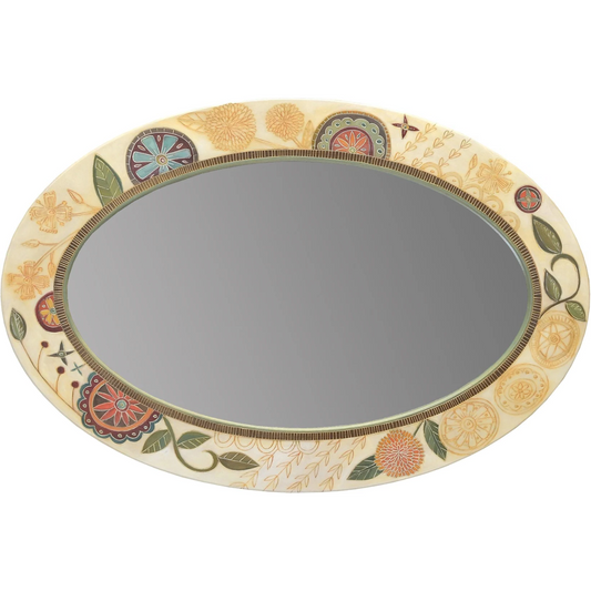 Oval Mirror-Contemporary Floral