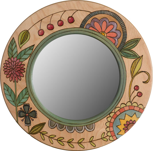Small Circle Mirror-Contemporary Floral