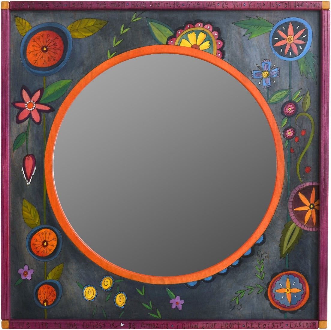 Square Mirror-Contemporary Floral