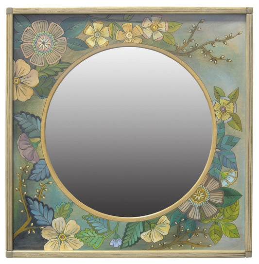 Square Mirror-Blue Green Floral