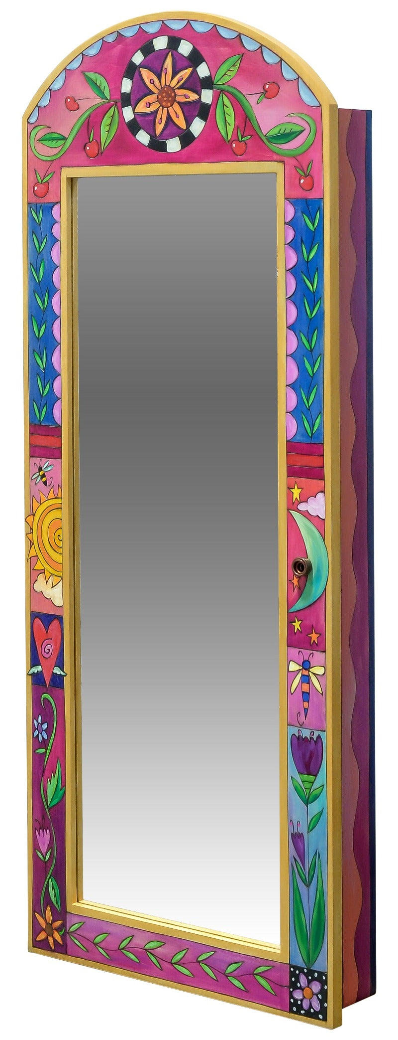 Jewelry Cabinet & Mirror-Floral