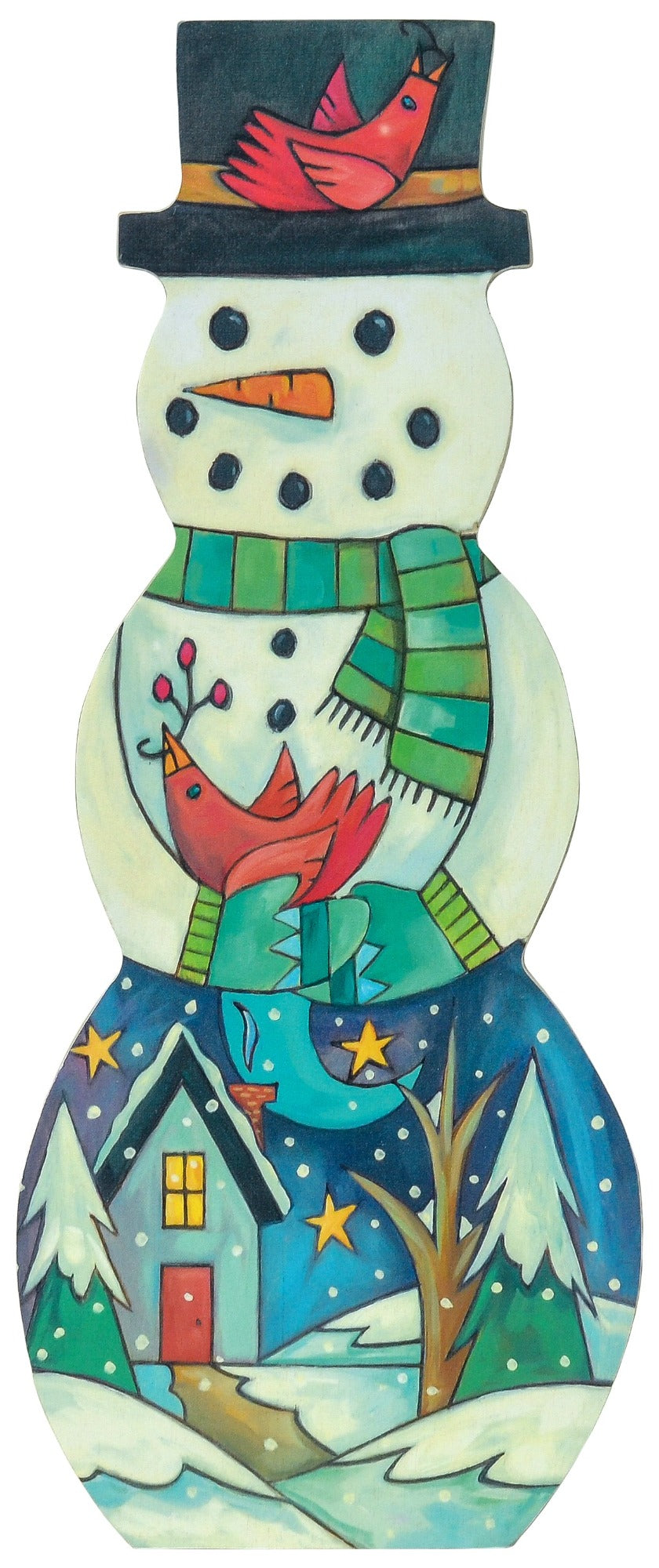 "Merry & Bright" Snowman Wood Sculpture