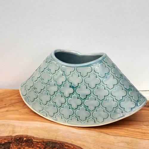 Green Geometric Rocker Vase