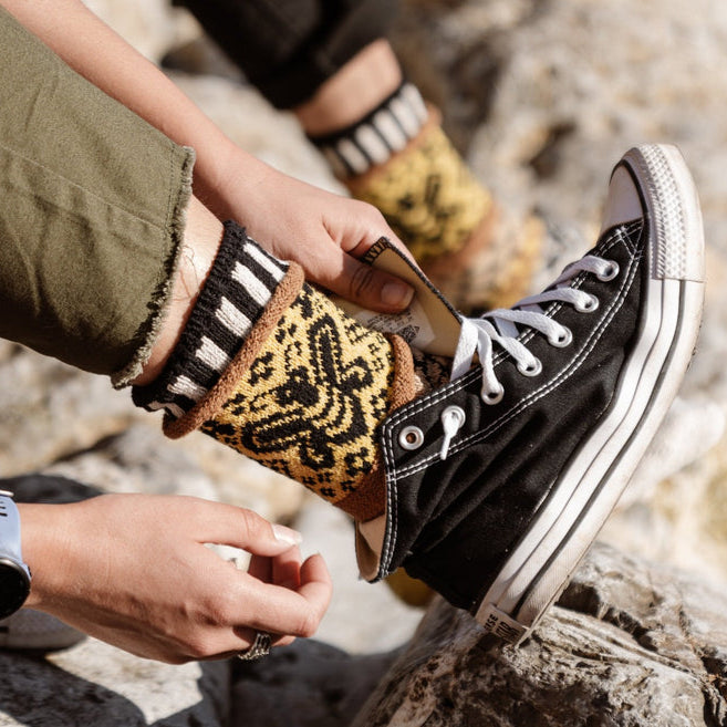 Mismatched Crew Socks-Honeybee