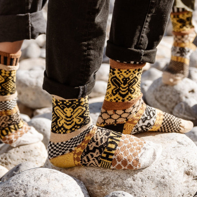 Mismatched Crew Socks-Honeybee