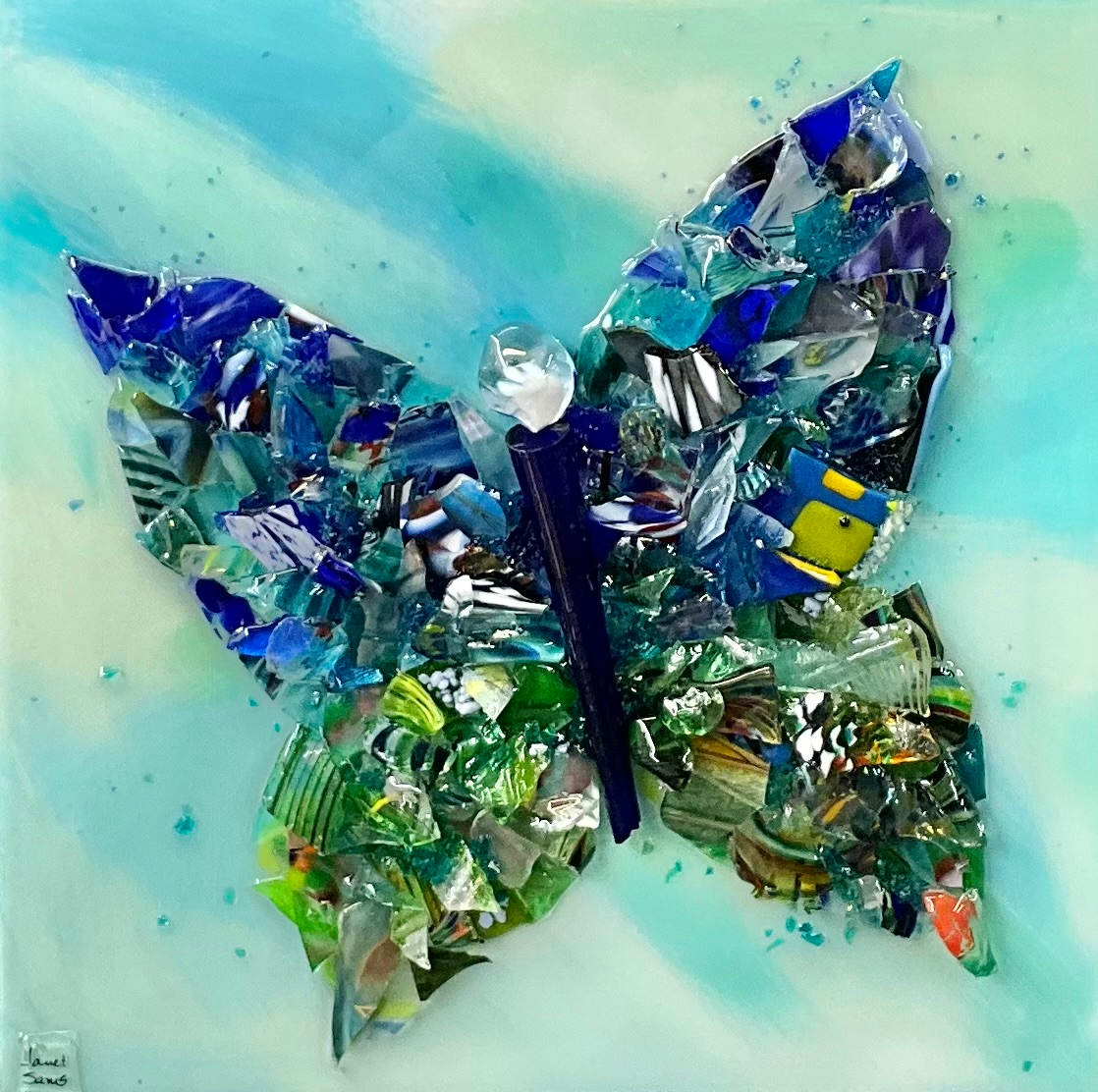 Shattered Glass Art-Butterfly 16"