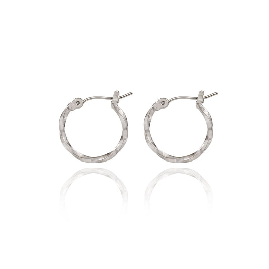 Small Twisted Hoop Earrings-Silver