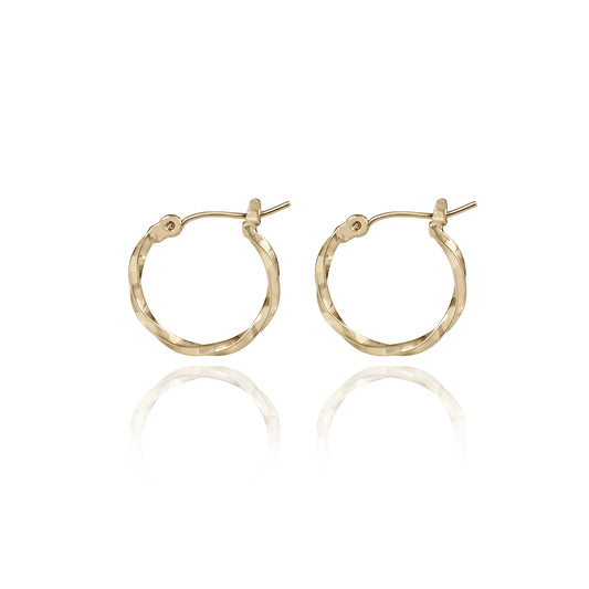 Small Twisted Hoop Earrings-Gold